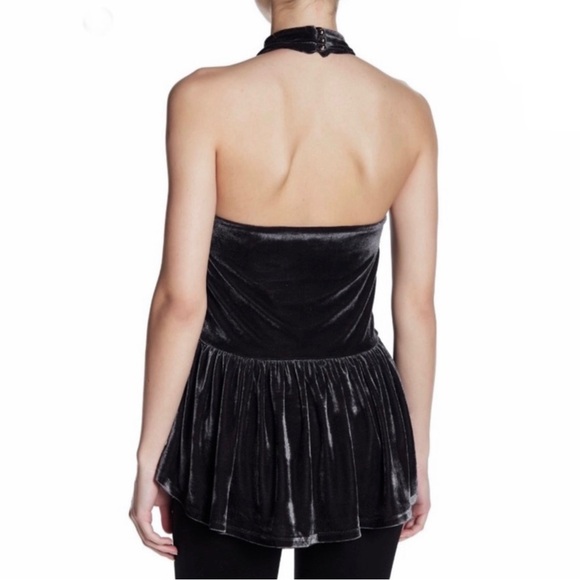 TART VELVET PEPLUM HALTER TOP - Picture 5 of 7